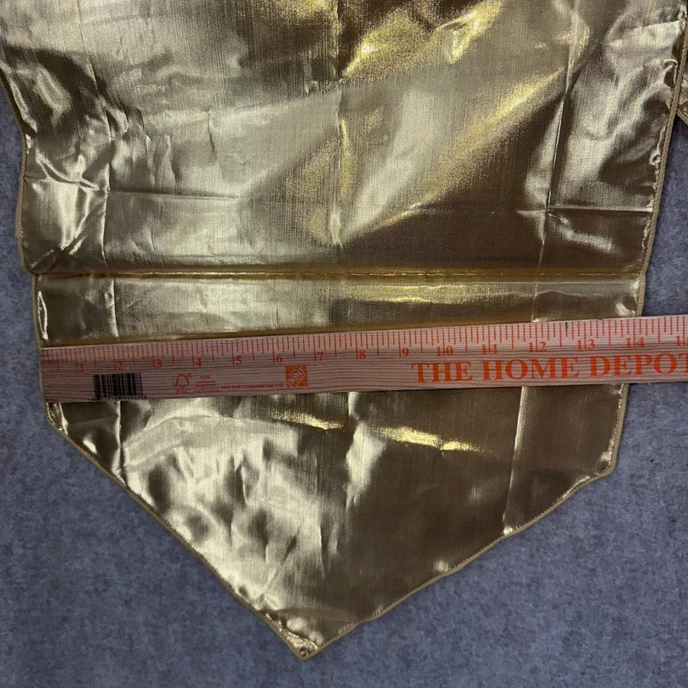 VTG Gold Metallic Shimmer Table Runner Pointed Ends Glam Christmas Decor